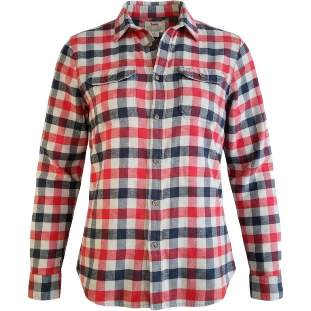 FJALLRAVEN Skog Shirt Mens XL Red Black Plaid Flannel Slim Fit Hiking Casual